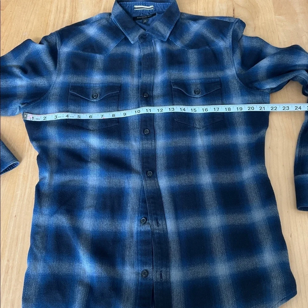 Banana Republic Navy and Light Blue Plaid Shirt